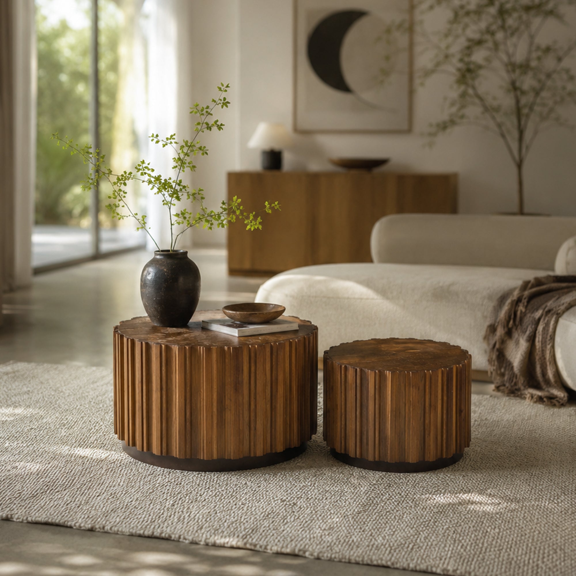 19.7"+27.5" Round Nesting Coffee Table Set of 2