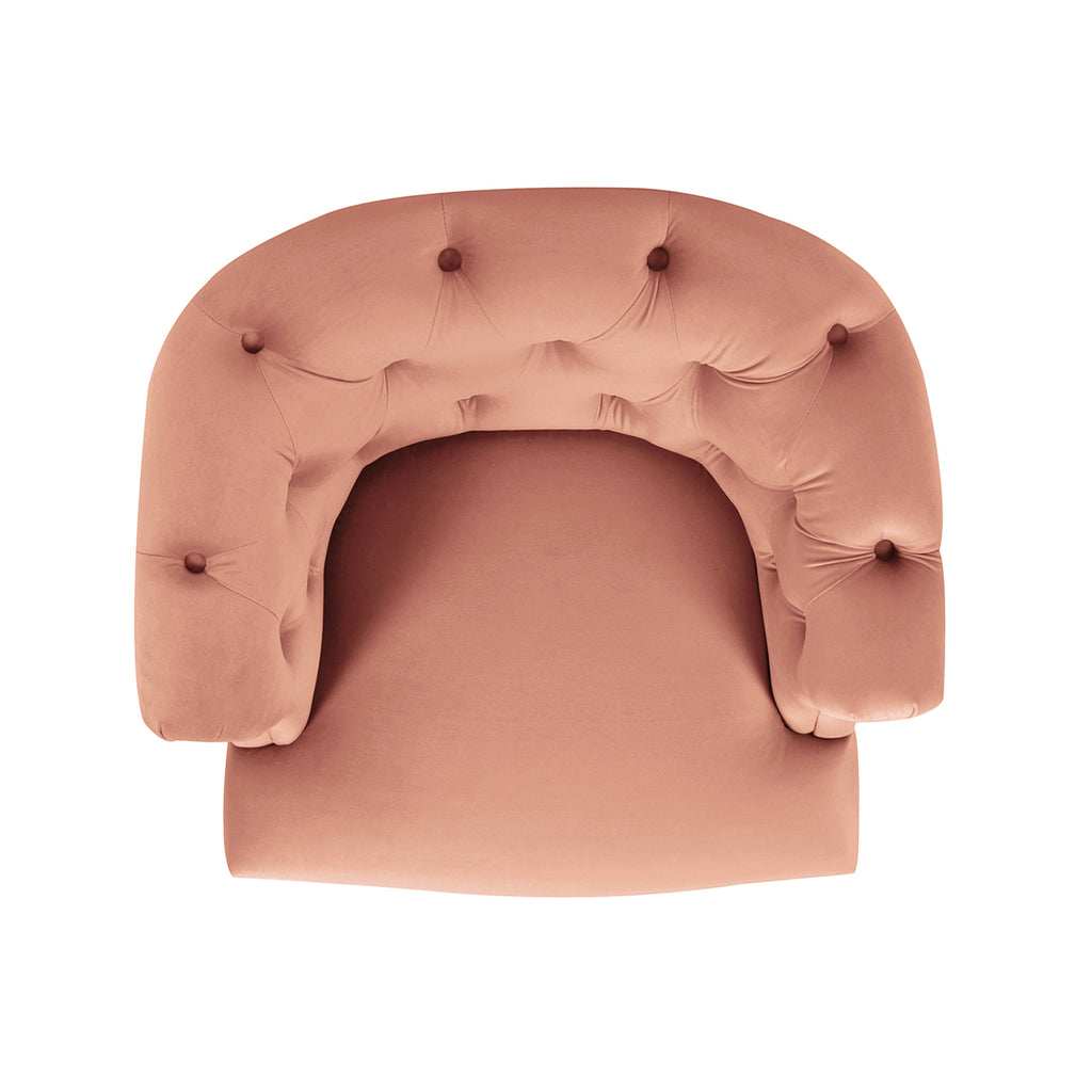 Katherine Tufted Accent Chair, Peach Velvet