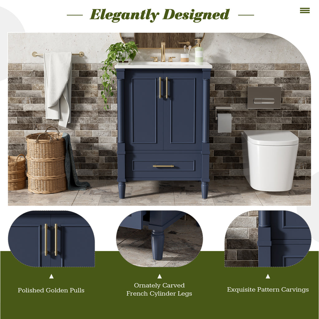 24" Modern Bathroom Vanity with Ornate Motif Design