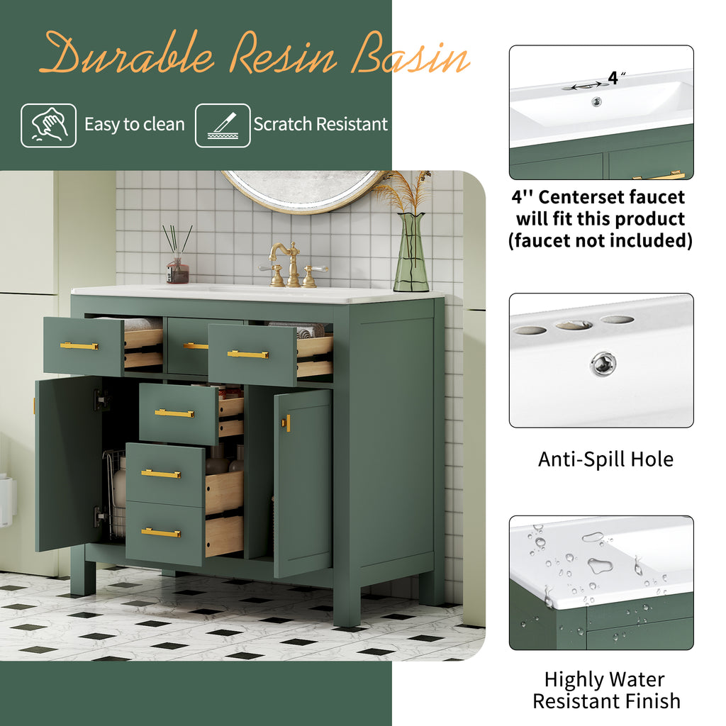 36'' Bathroom Vanity with Ceramic Sink Combo Set