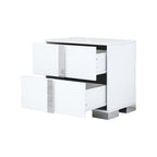 Elegant Nightstand with Metal Foot, Mirrored Bedside Table