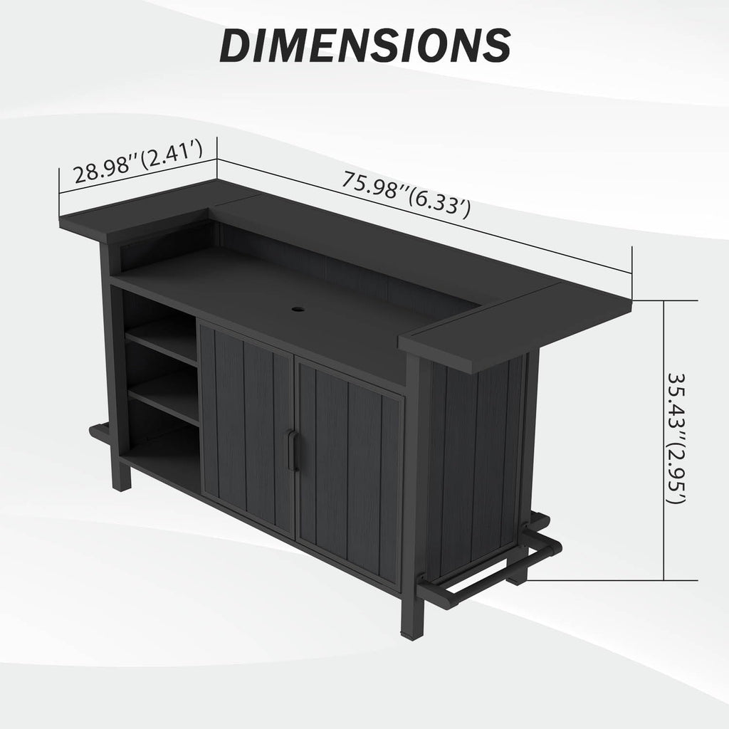 Outdoor Aluminum Grill Cart Resin Bar Cart