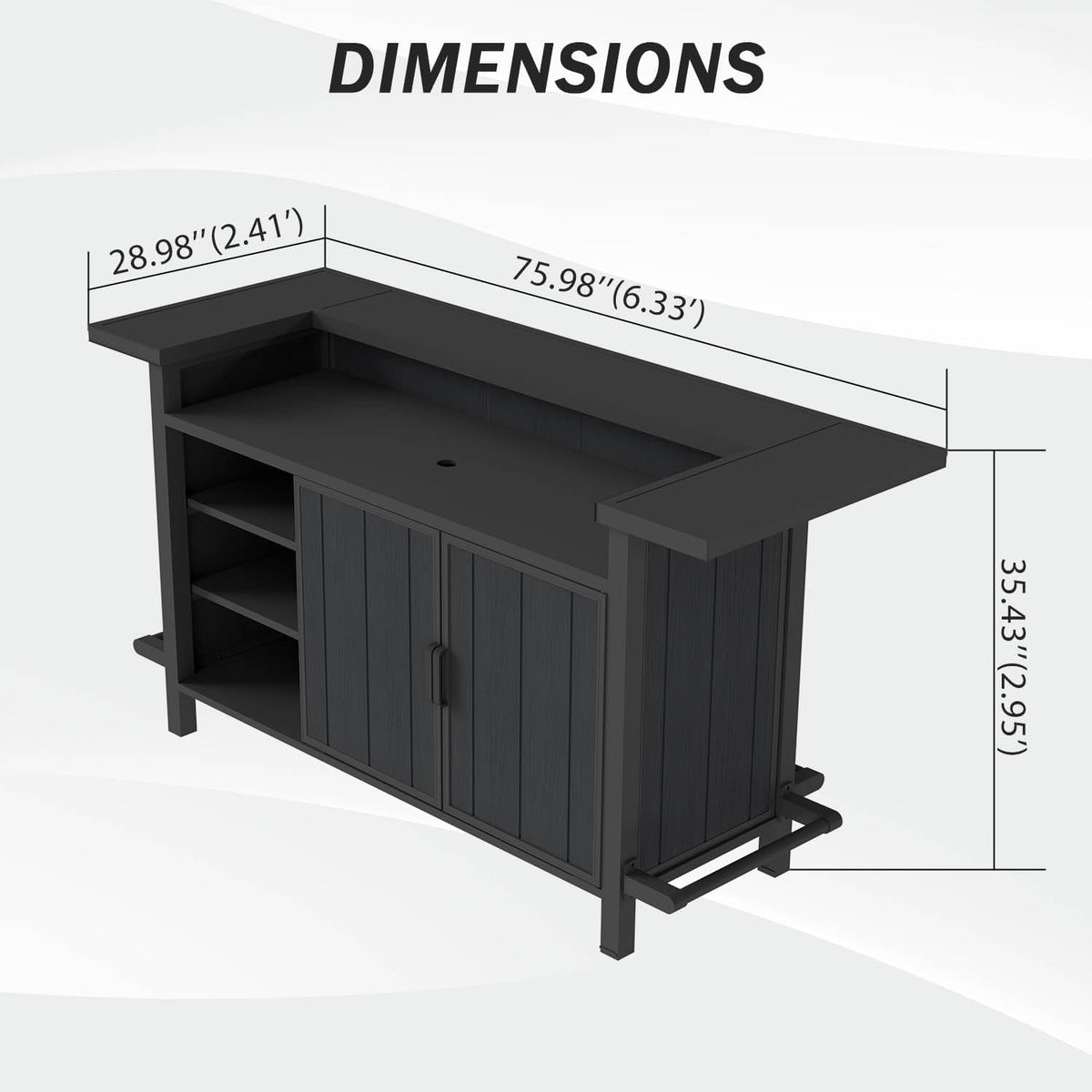Outdoor Aluminum Grill Cart Resin Bar Cart