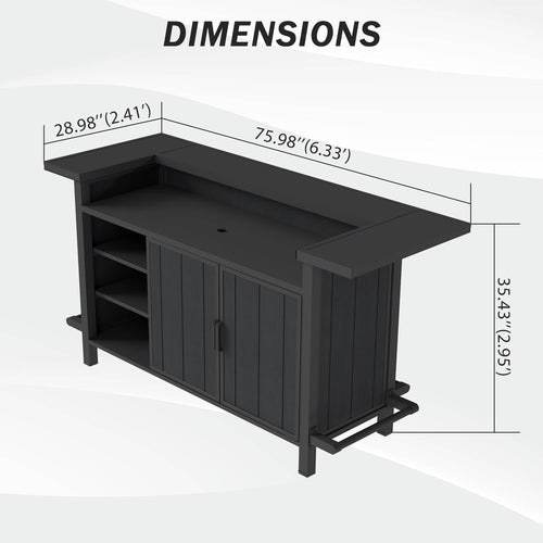 Outdoor Aluminum Grill Cart Resin Bar Cart