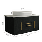 39.4 In Modern Floating Bathroom Vanity With Ceramic Sink