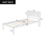Platform Bed Frame with Headboard, Wood Slat Support, Twin, White