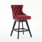Swivel Velvet Barstools with Button Tufted Decoration