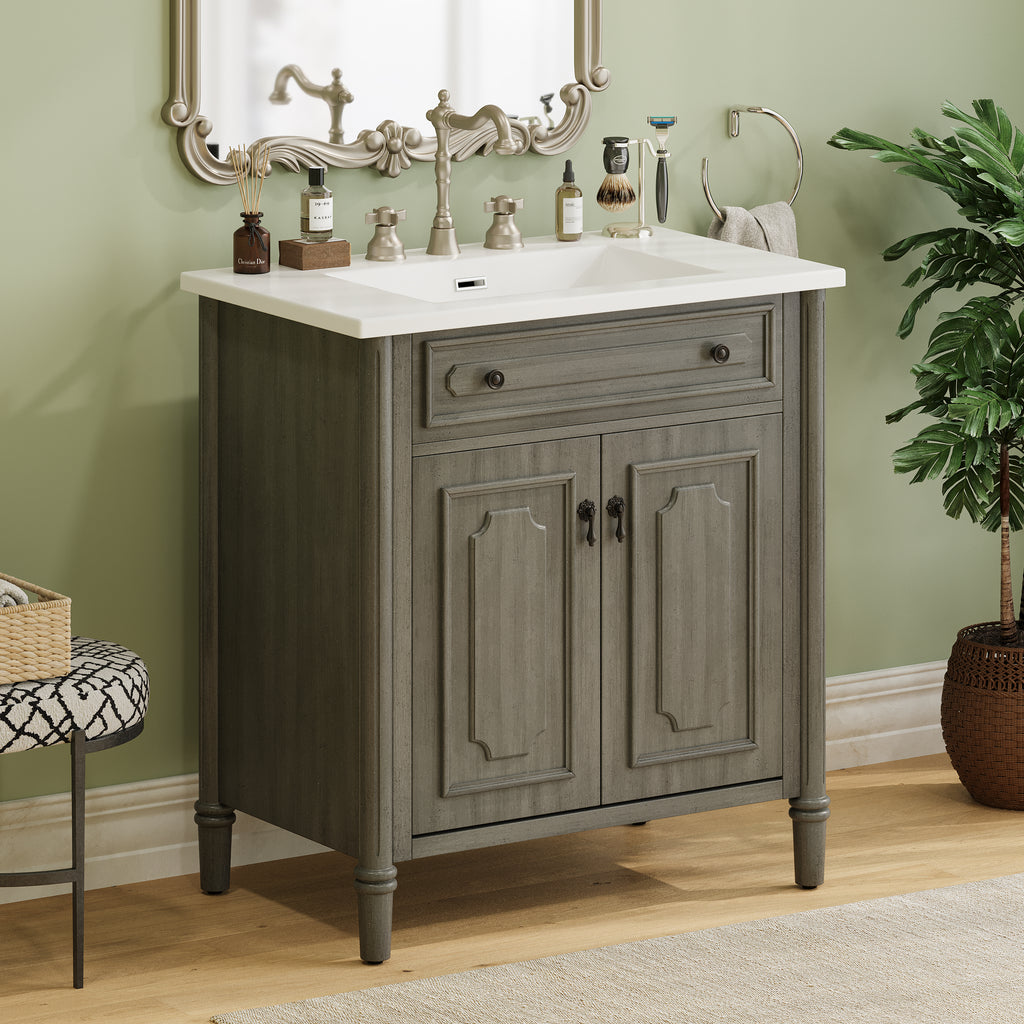 30 Inches Vintage Bathroom Vanity with Sink