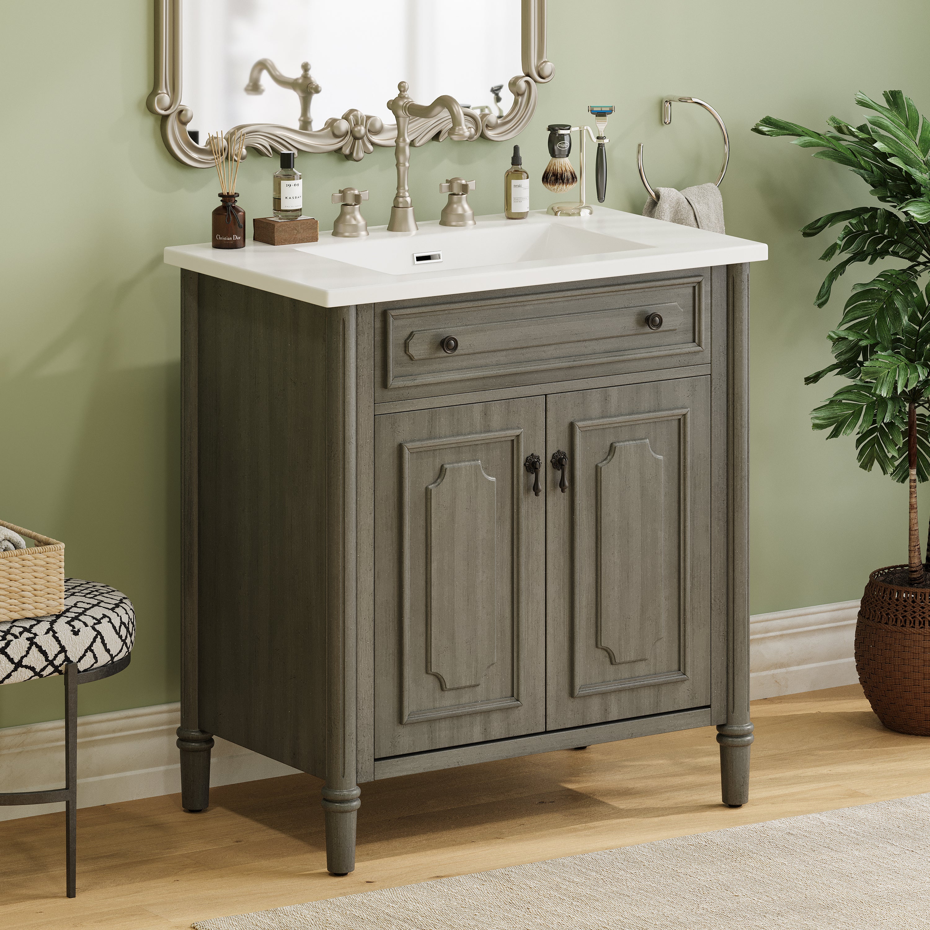 30 Inches Vintage Bathroom Vanity with Sink