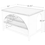 56" Farmhouse Kitchen Island with Open Storage