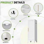 Narrow Metal Storage Closet with Single Louvered Door