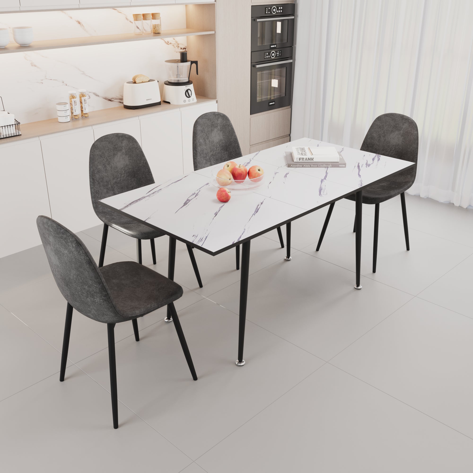 47"-63" Extendable MDF Modern Dining Table and Chair Set