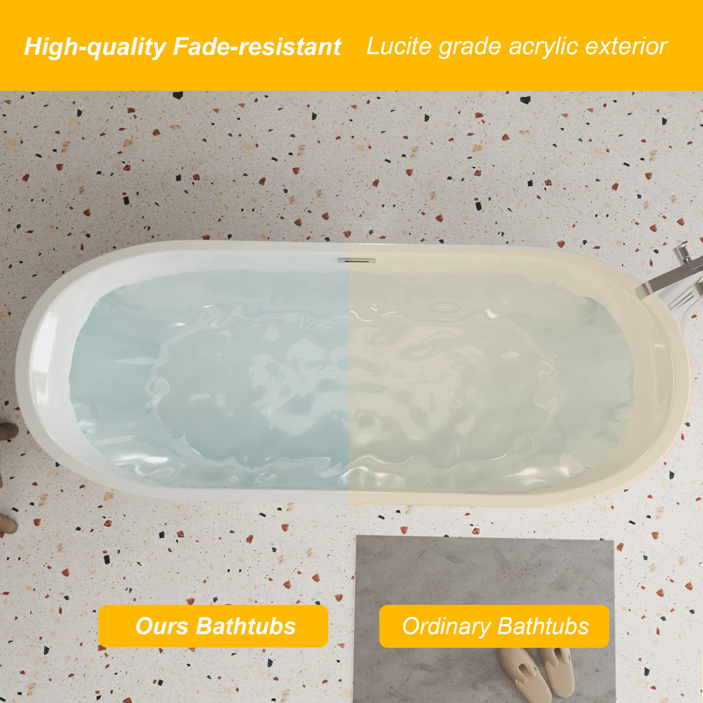 59" Acrylic Freestanding Bathtub with Unique Diamond Pattern Design