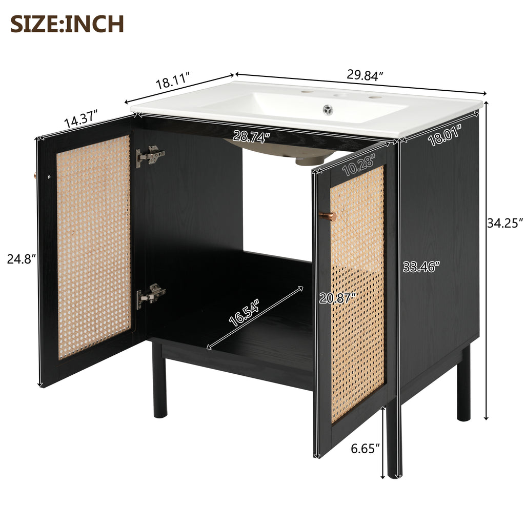 30-Inch Bathroom Vanity Crafted From Natural Materials