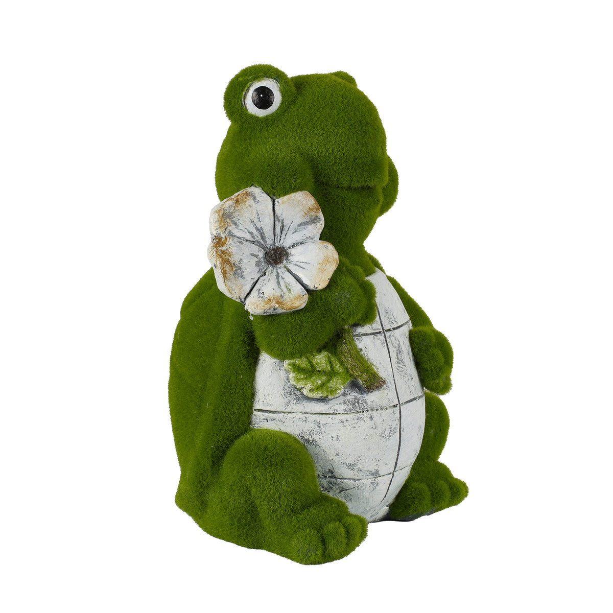Flocked Turtle Garden Statue