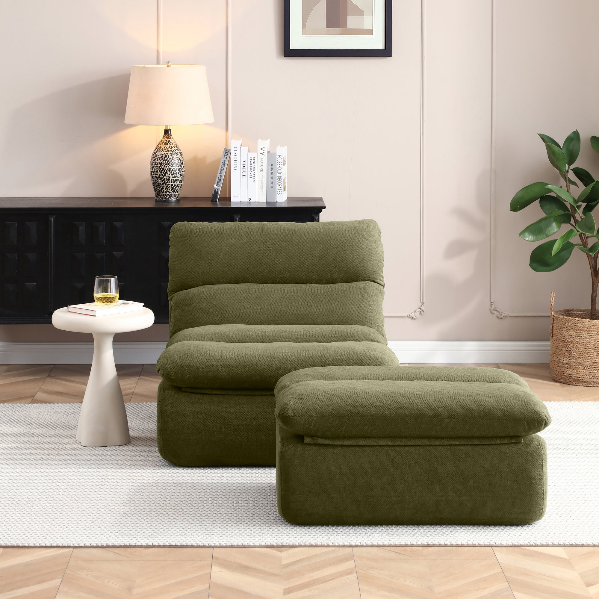 32" Bean Bag Chair with Ottoman