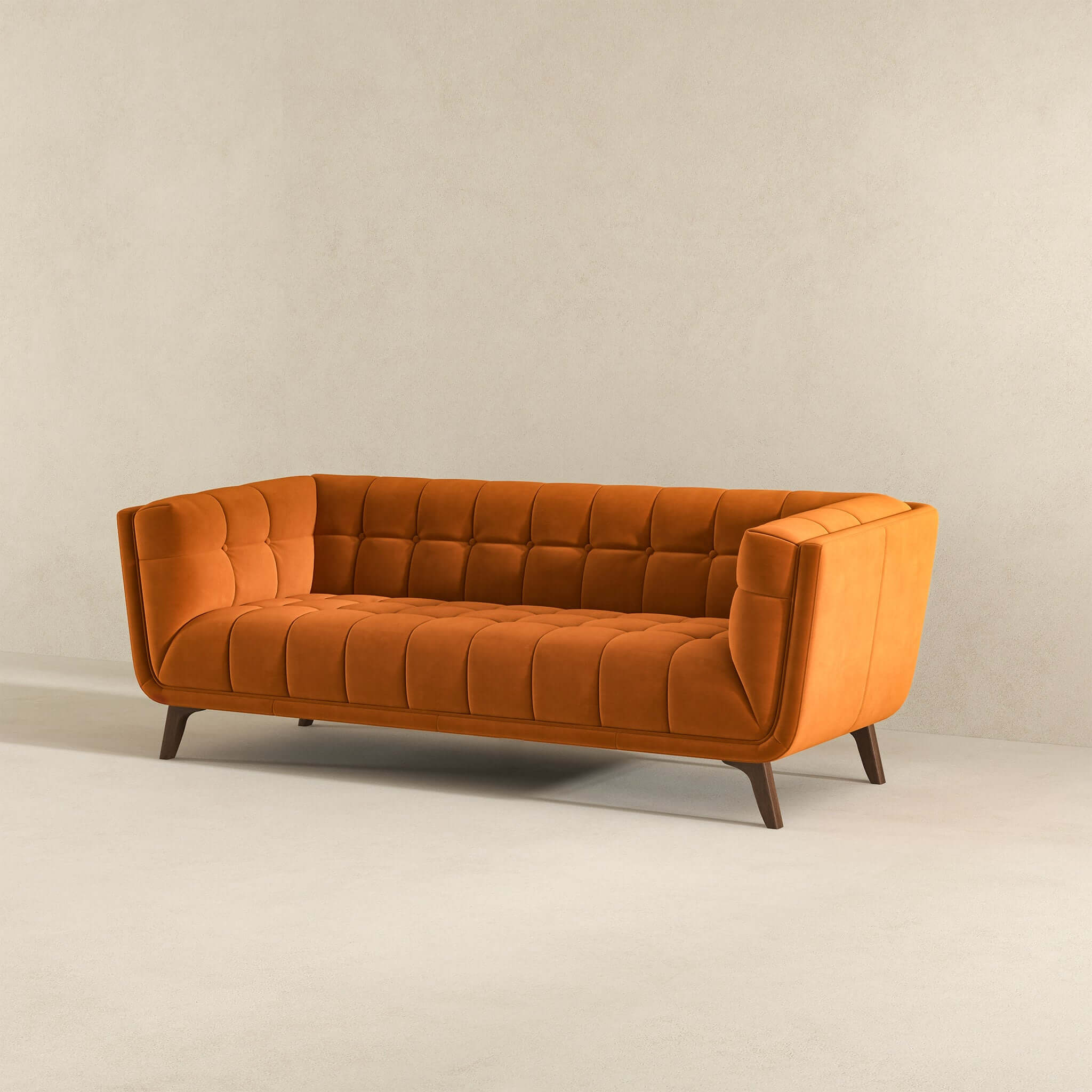 Addison Mid-Century Modern Velvet Sofa in Burnt-Orange