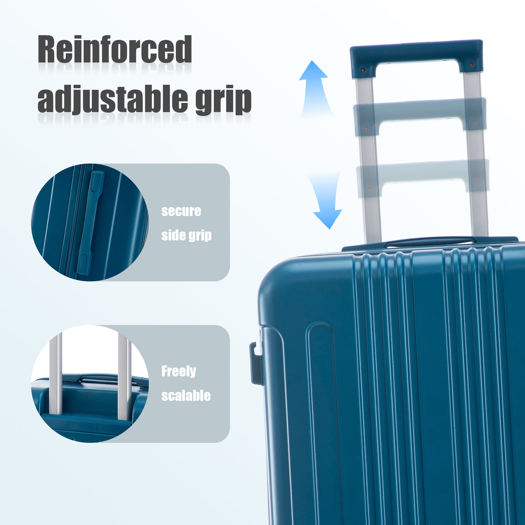 3-Piece ABS Spinner Wheel Luggage Set in Dark Blue