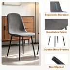 Comfortable Linen-Cotton Dining Chair Set - Six Pieces in Dark Gray