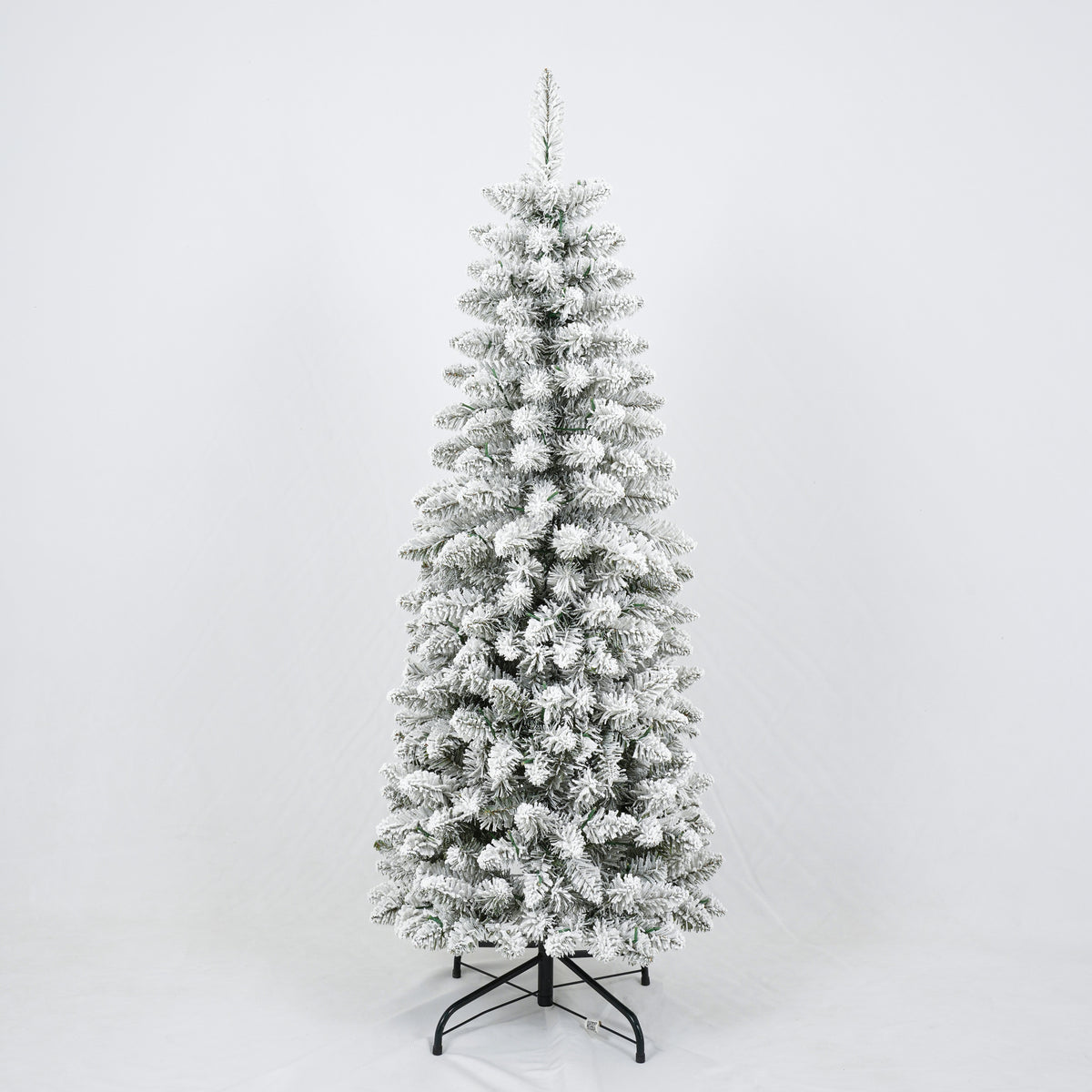 3-Piece Flocked Christmas Tree Set with Warm LED Lights, 4ft 5ft 6ft, Green