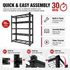 78"H 5-Tier Adjustable Heavy Duty Shelving Metal Mesh Storage Rack