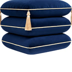 Monarch 19.5" Squared Upholstered Ottoman with Bullion Fringe