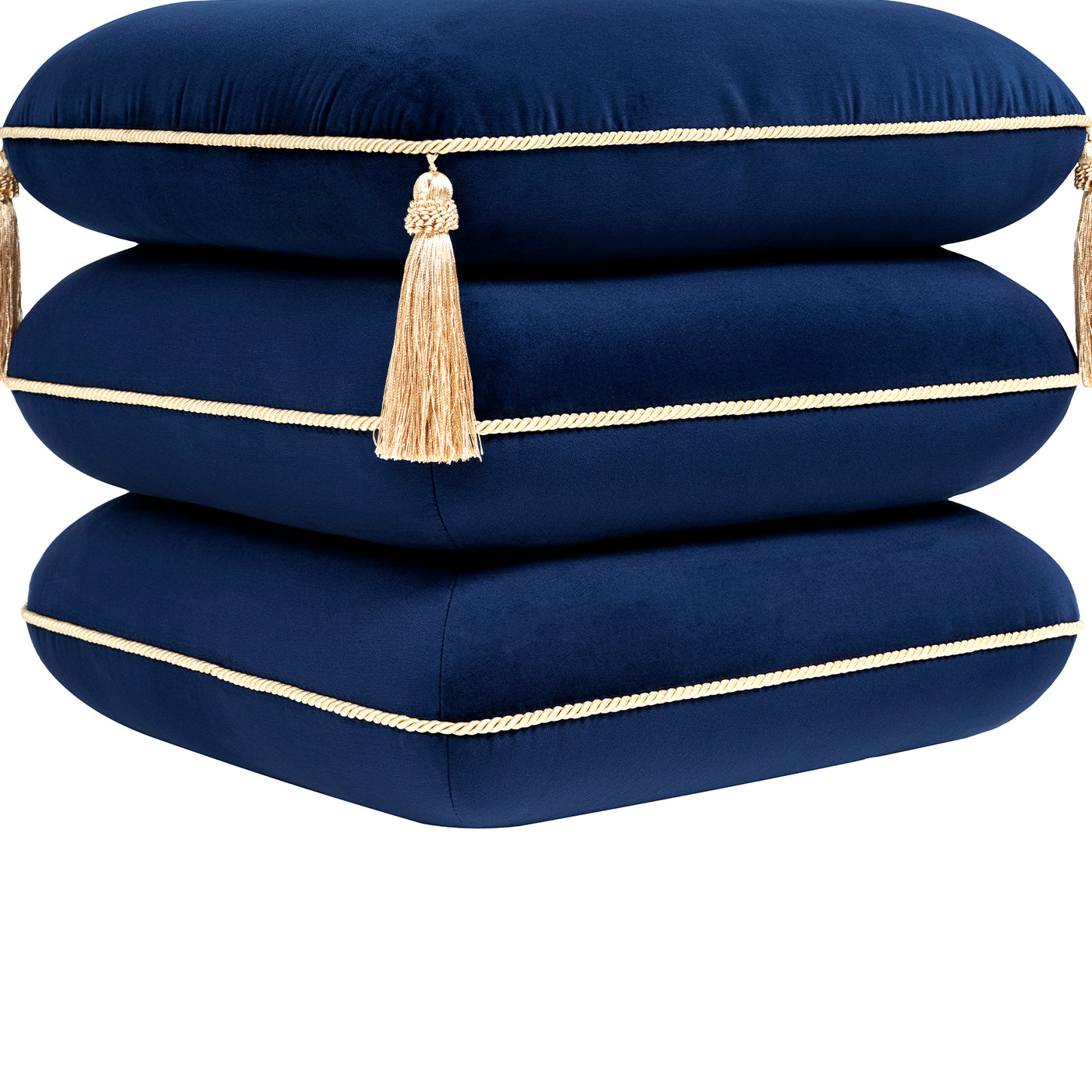 Monarch 19.5" Squared Upholstered Ottoman with Bullion Fringe