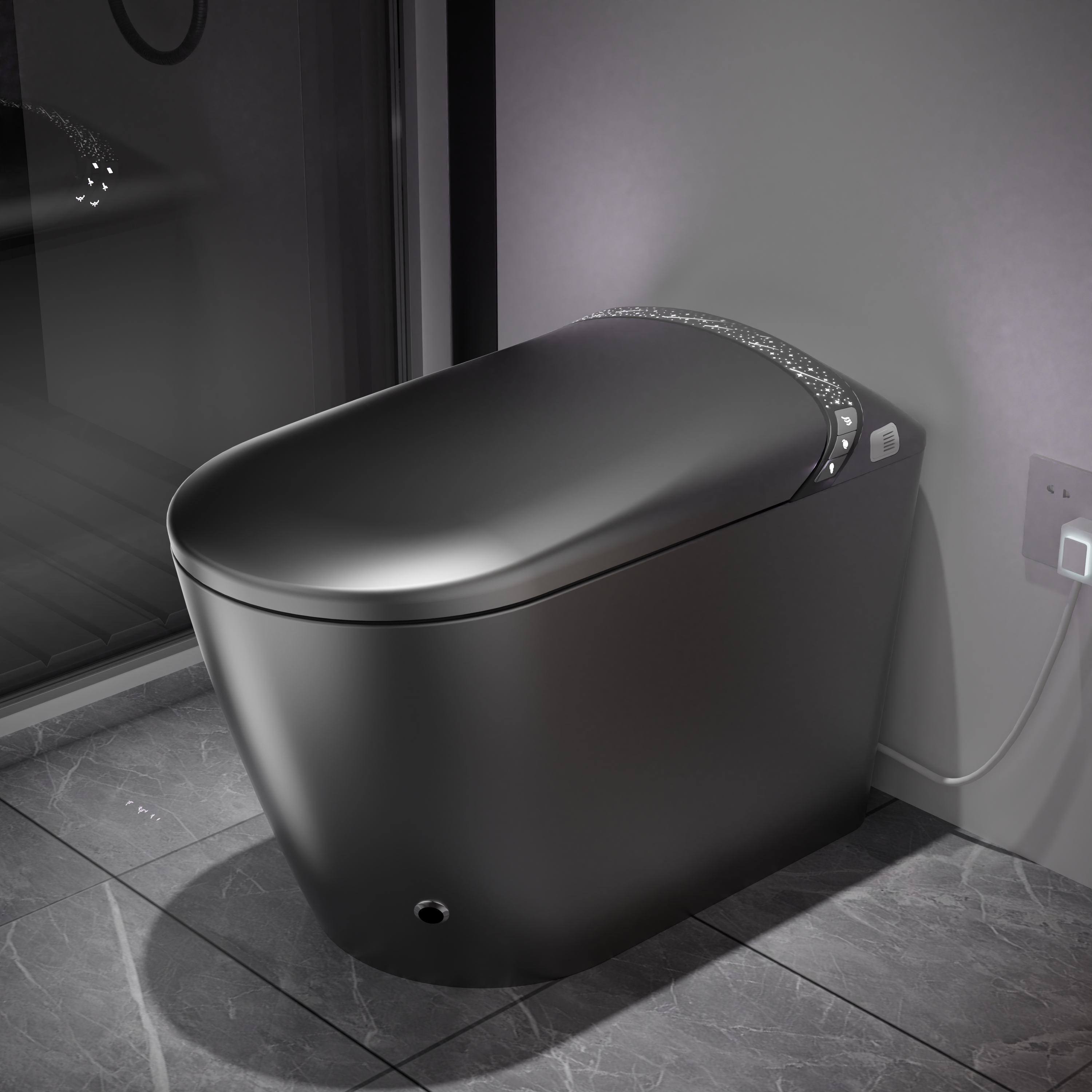 Starry Night Light Smart Toilet with Bidet Built In