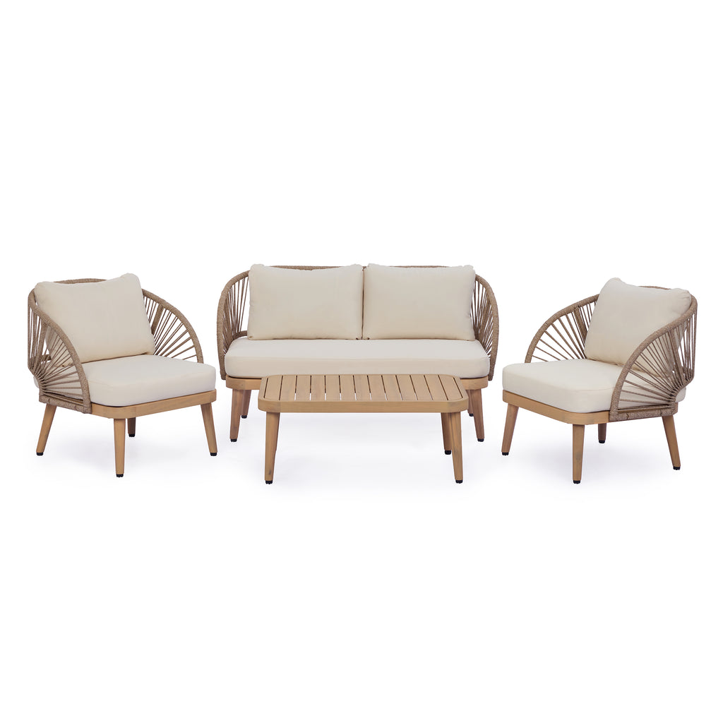 4-Piece Acacia Wood Patio Seating Set