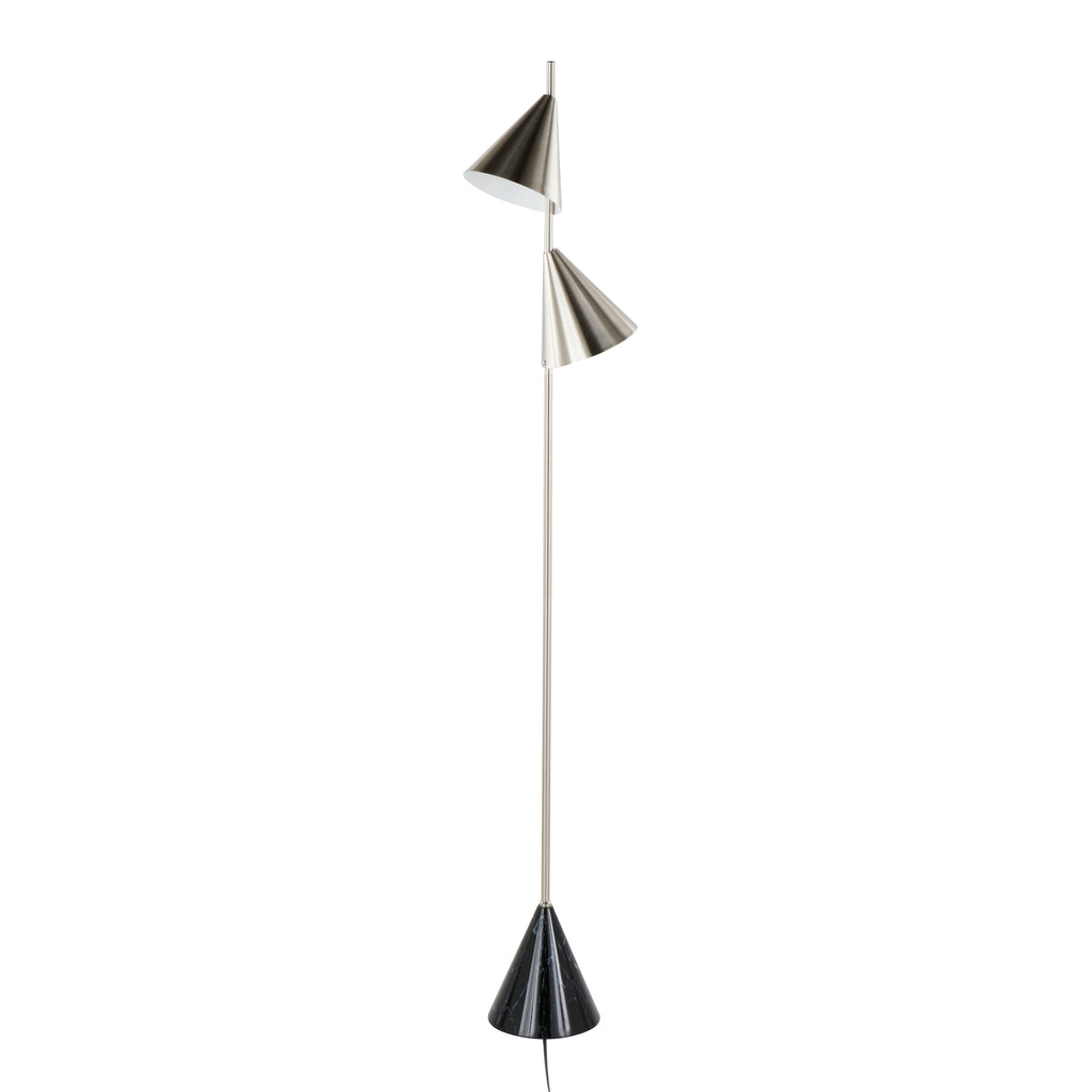 65" Contemporary Metal Floor Lamp in Plated Nickel