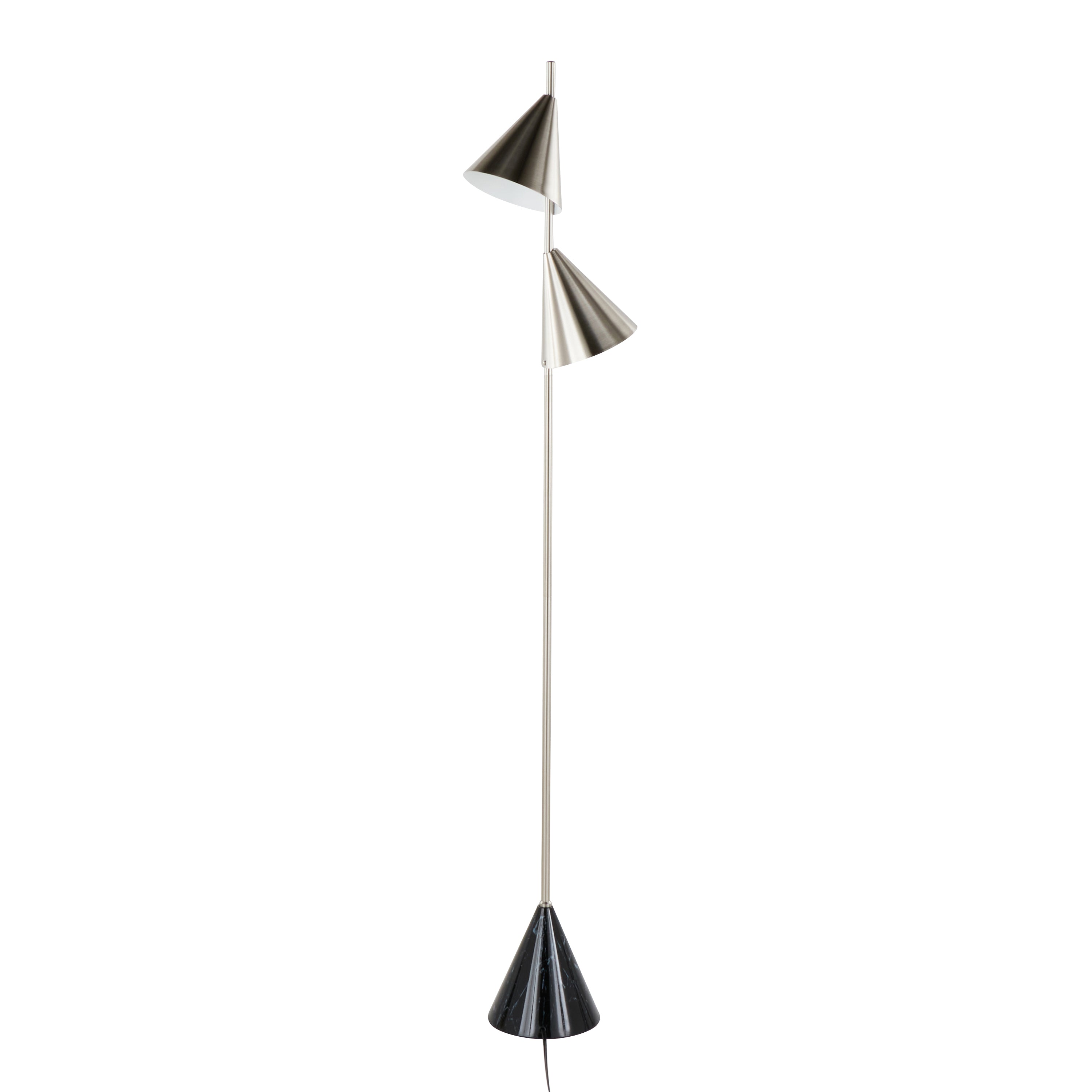 65" Contemporary Metal Floor Lamp in Plated Nickel