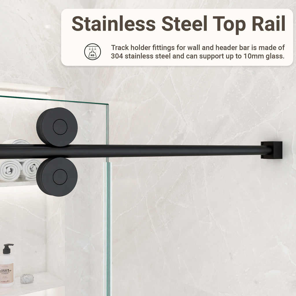 Frameless Single Sliding Shower Door – 5/16" Clear Tempered Glass