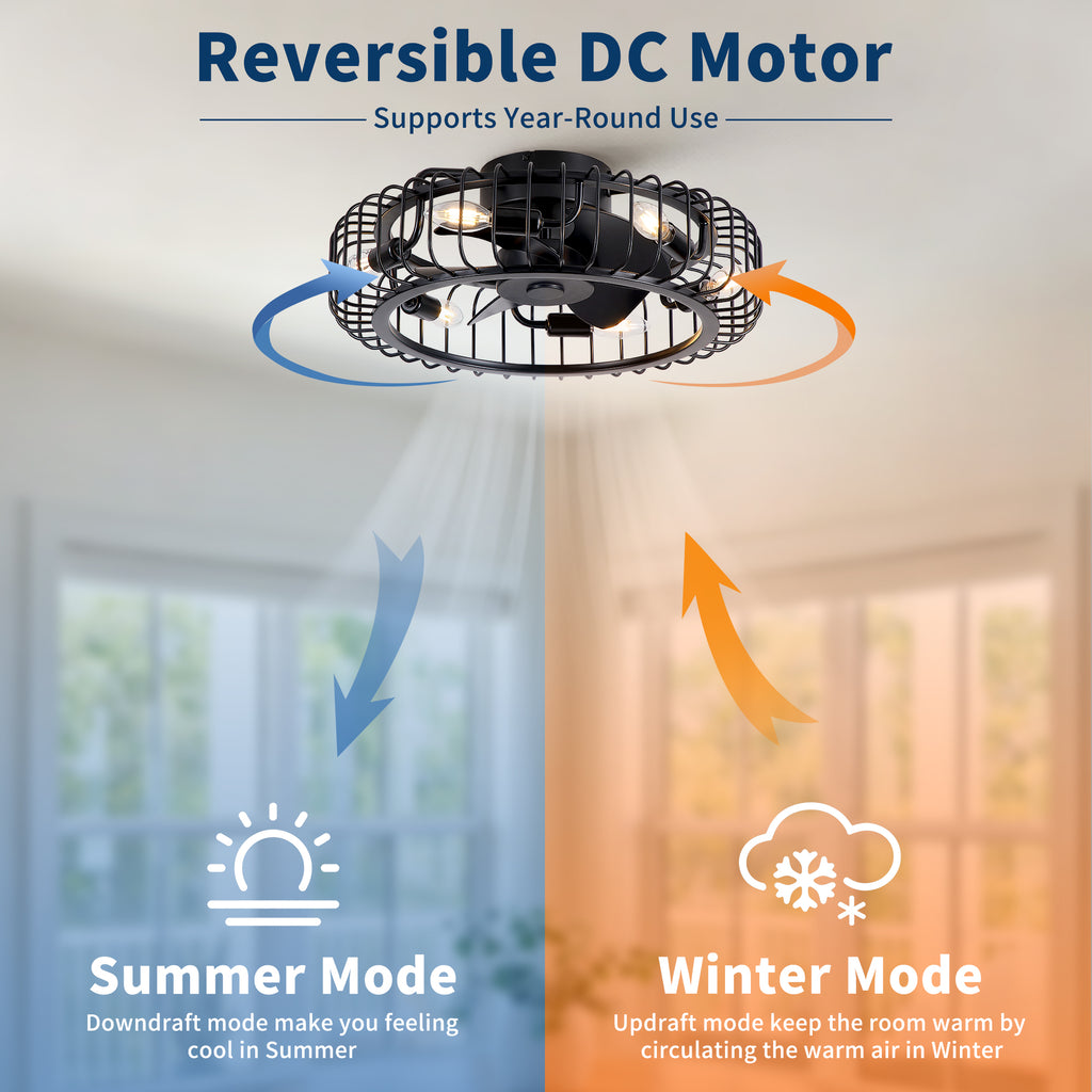 20" Low-Profile Caged Ceiling Fan Light