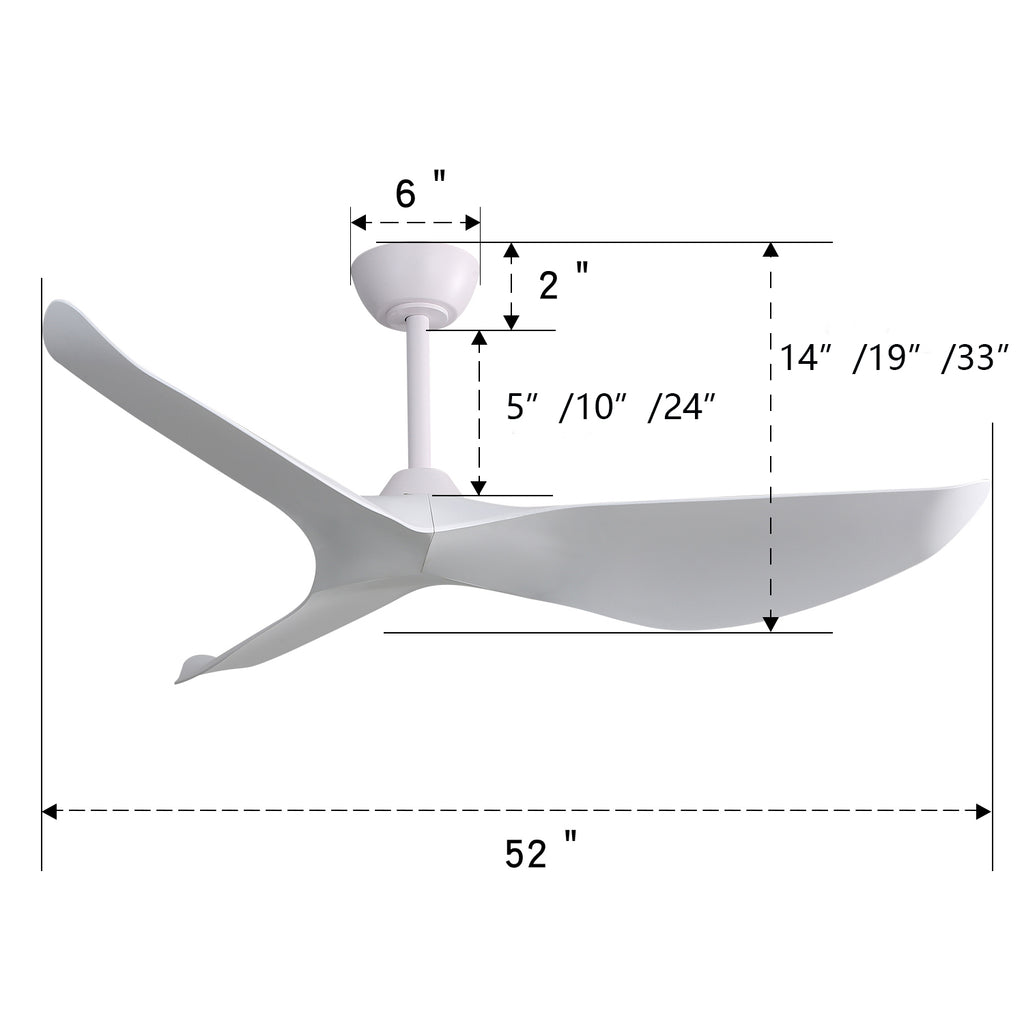 52 Inch Indoor Ceiling Fan Without Light