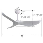 52 Inch Indoor Ceiling Fan Without Light