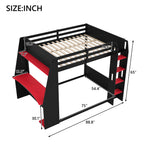 Full Size Wooden Gaming Bunk Bed with Desk and Storage