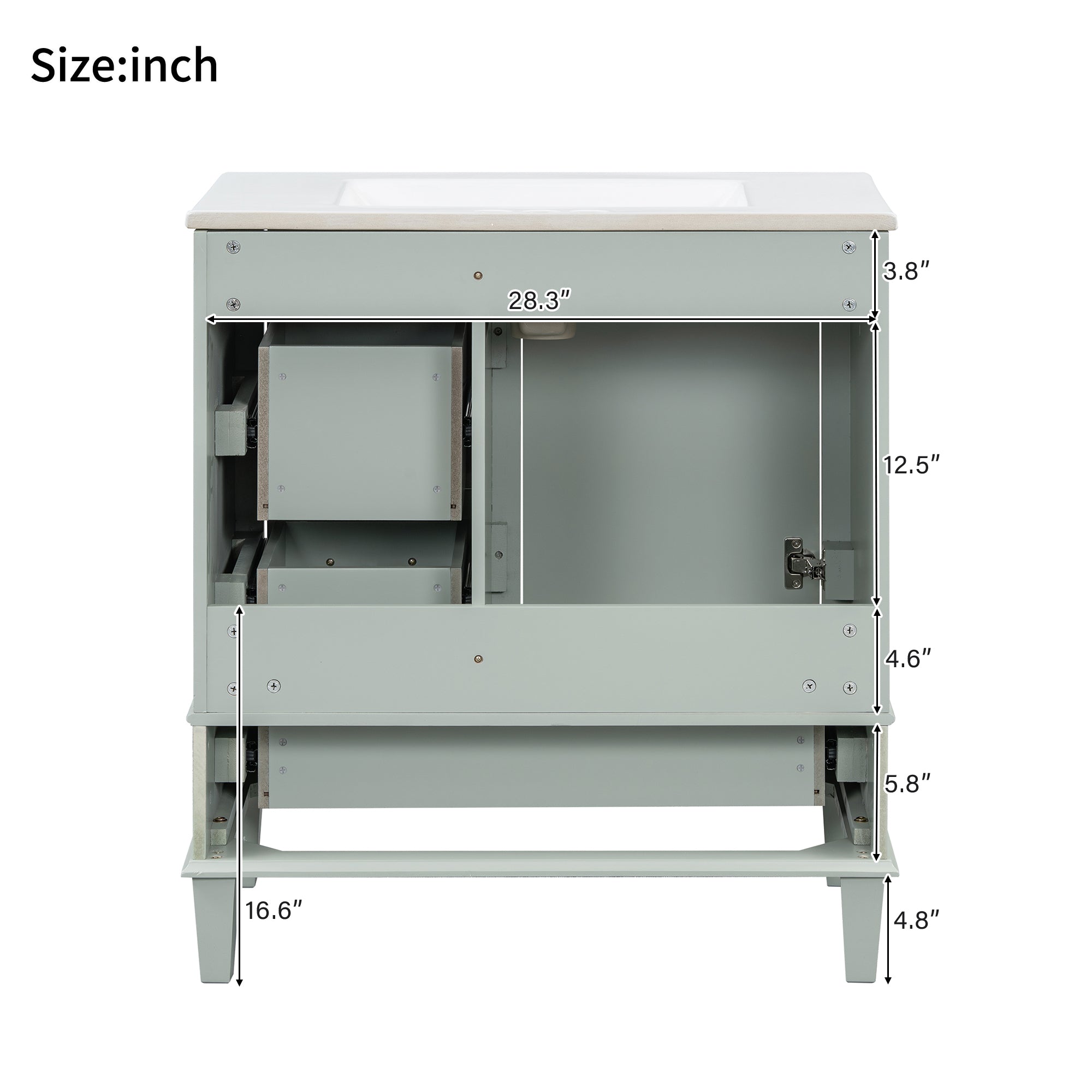 30" Bathroom Vanity in Green with Sink Combo Set