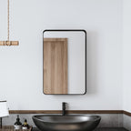 20x30 Inch Recessed Black Metal Framed Medicine Cabinet