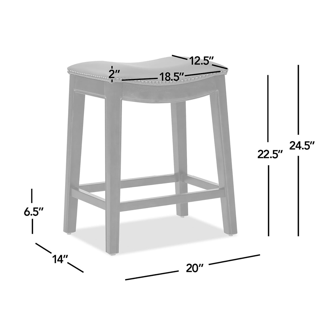 Barlow 24.5" Top Grain Leather Backless Saddle Counter Stool, Brown