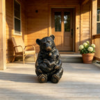 19'' Tall Mother Bear Hugging Cub Garden Statue