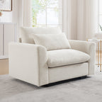Beige Corduroy Deep Seat Accent Chair