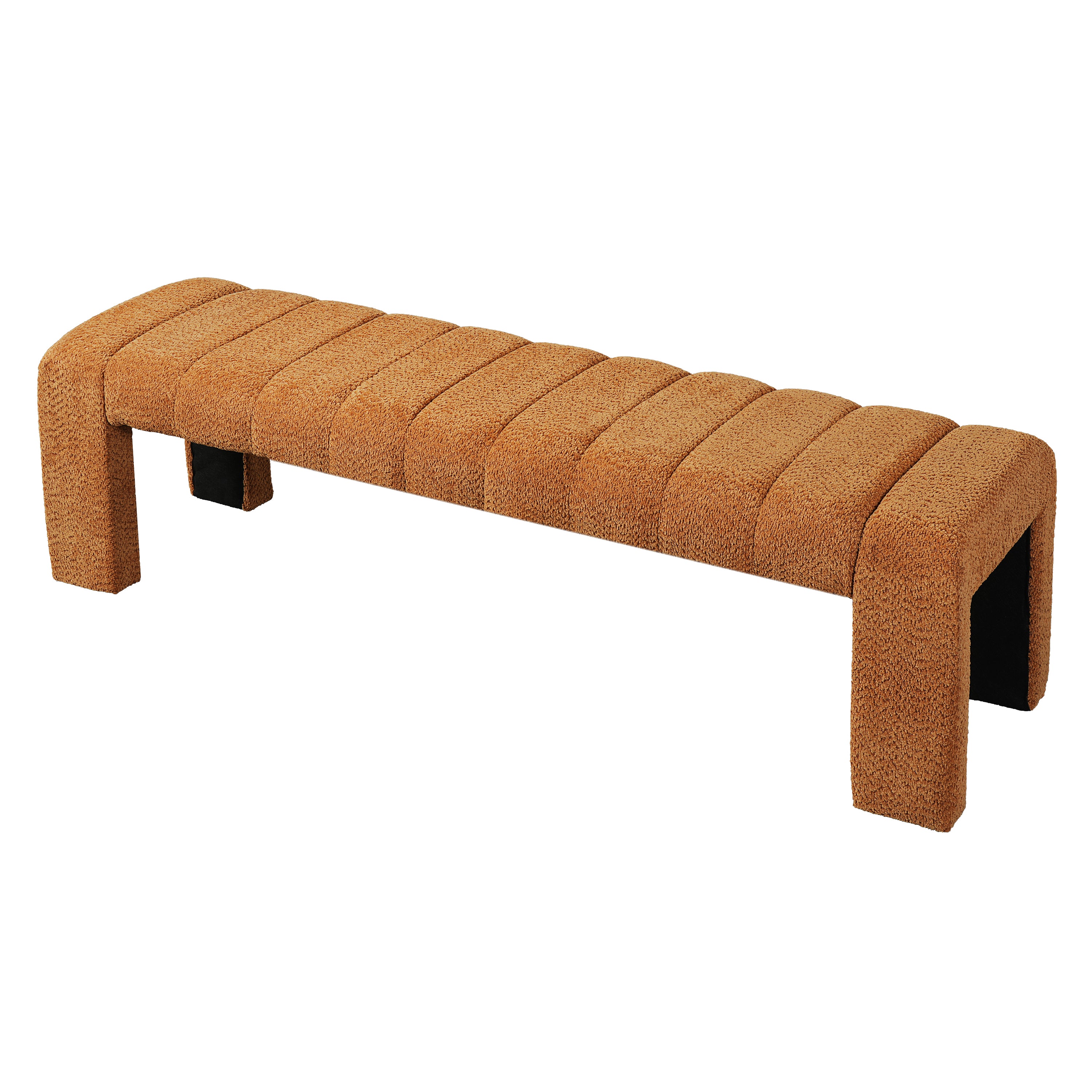 63-Inch Modern Minimalist Multi-Functional Boucle Bench - Orange