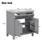 30" Bathroom Vanity with Ceramic Sink, Modern