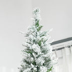 HOMCOM 9' Unlit Snow Flocked Pine Artificial Christmas Tree