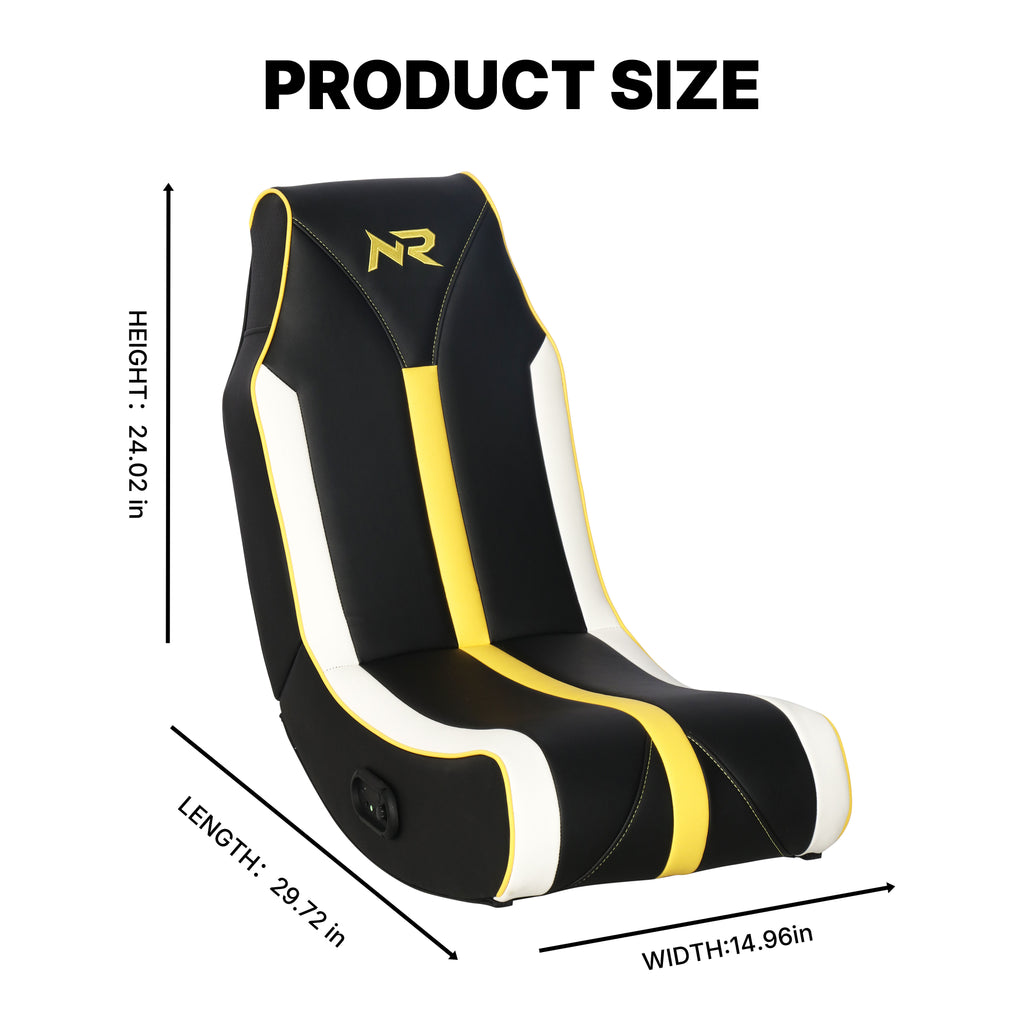 NoxRoc Floor Rocker Gaming Chair with Built-In 2.0 Speakers, Black and Yellow