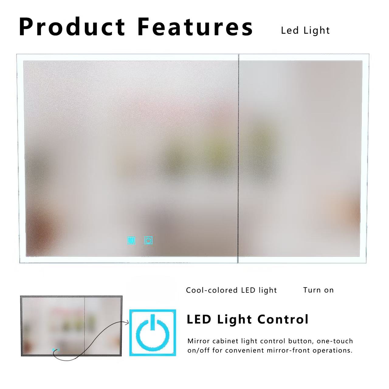 LED Bathroom Medicine Cabinet with Single-Color Lighting