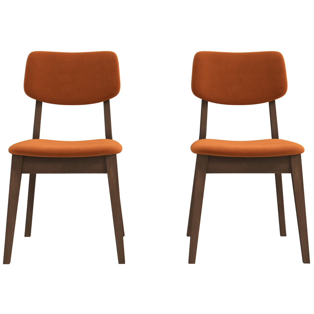 Carlos Mid-Century Modern Burnt Dining Chairs - Set Of 2