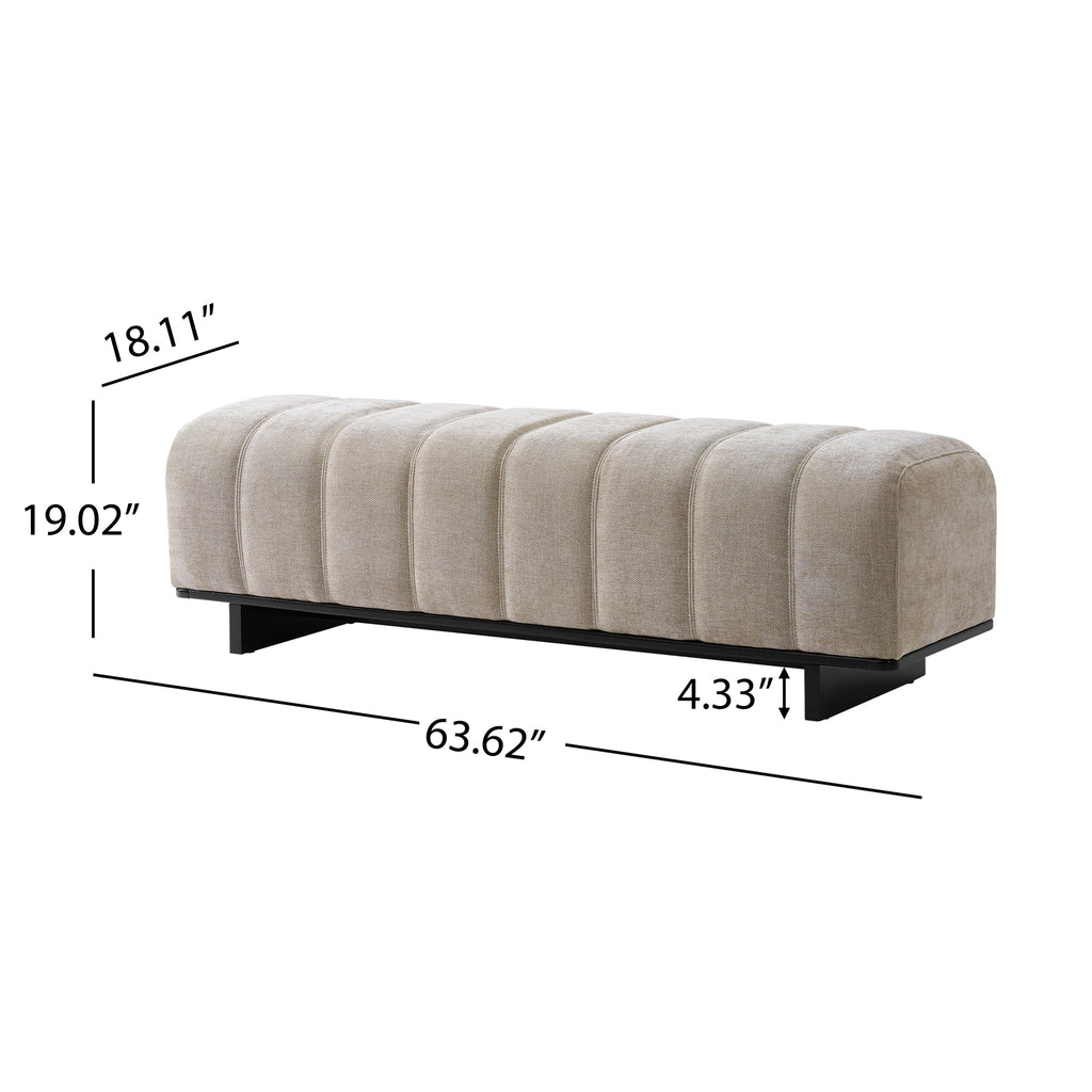 Indoor Dining Bench in Oatmeal Chenille