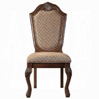 Chateau Fabric & Cherry Finish De Ville Side Chair Set of 2