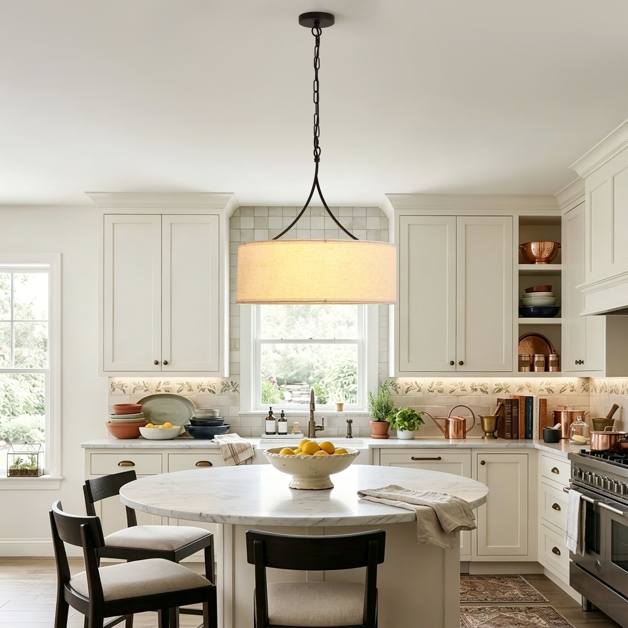 Modern 3-Light Fabric Pendant Light